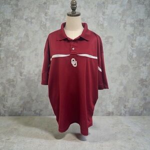 **LIKE NEW** OU STARTER Burgundy Polo with White Stripes